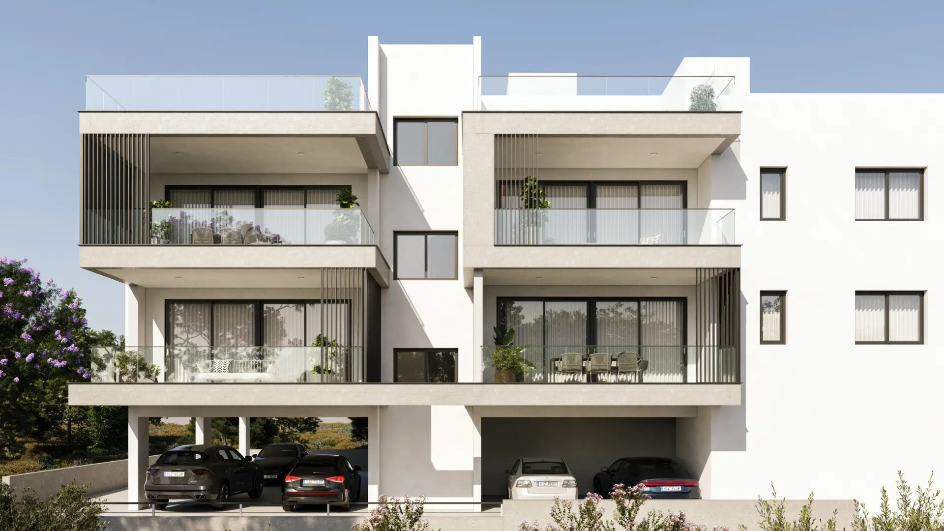 Fantastic location residential project in Carolina Park, right next to a multi-function public park with a lot of green space. Easy access to the motorway and approx. 5-min drive to the Mall of Cyprus/ IKEA.
